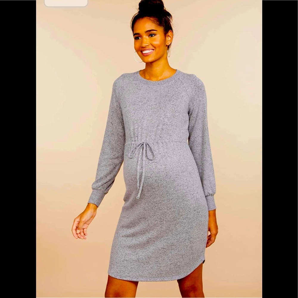Motherhood Maternity long sleeve crew neck dress